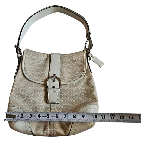 Y2k Coach Signature Soho Shoulder Bag/Crossbody #6376 In Winter White & Cream - Picture 5 of 7